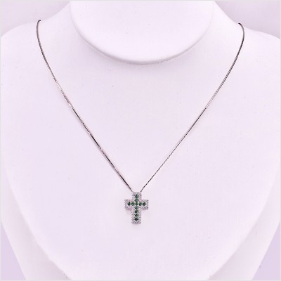 Collana Croce tempestata Verde "Faith" - viuviu jewels